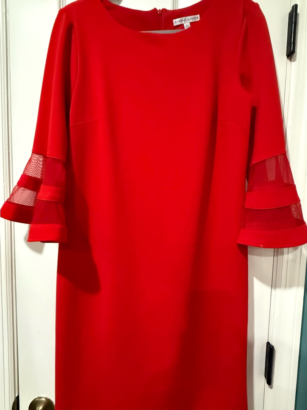 Sandro Vibrant Red Bell-Sleeve Shift Dress